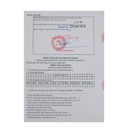 PHIẾU CÔNG BỐ DUNG DỊCH VỆ SINH THẢO DƯỢC LOVELY