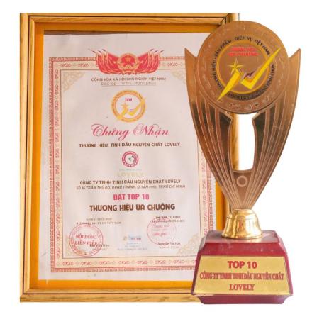 Công Ty TNHH Tinh Dầu Nguyên Chất Lovely Đạt Top 10 Thượng Hiệu Ưa Chuộng