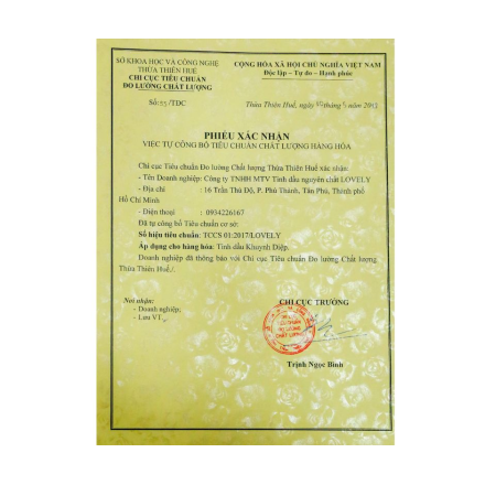 phiếu xác nhận tiêu chuẩn