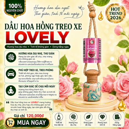 TINH DẦU HOA HỒNG TREO XE LOVELY