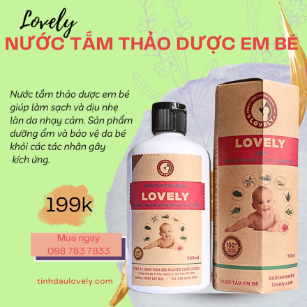 NƯỚC TẮM THẢO DƯỢC LOVELY DÀNH CHO TRẺ SƠ SINH 0 - 3 TUỔI (500ML)