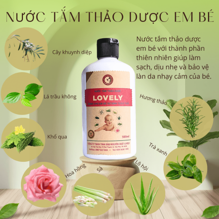 NƯỚC TẮM THẢO DƯỢC LOVELY DÀNH CHO TRẺ SƠ SINH 0 - 3 TUỔI (500ML)