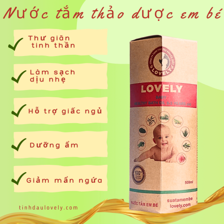 NƯỚC TẮM THẢO DƯỢC LOVELY DÀNH CHO TRẺ SƠ SINH 0 - 3 TUỔI (500ML)