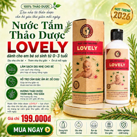 NƯỚC TẮM THẢO DƯỢC LOVELY D&Agrave;NH CHO TRẺ SƠ SINH 0 - 3 TUỔI 