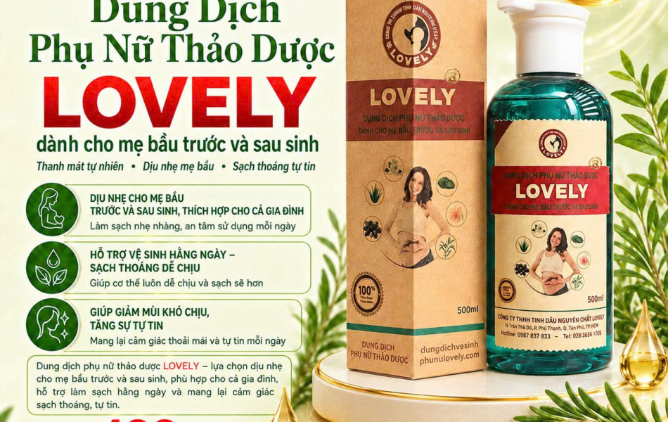 DUNG DỊCH VỆ SINH PHỤ NỮ THẢO DƯỢC LOVELY 