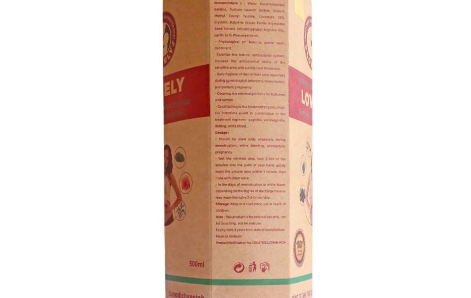 DUNG DỊCH VỆ SINH PHỤ NỮ THẢO DƯỢC LOVELY (500ML)