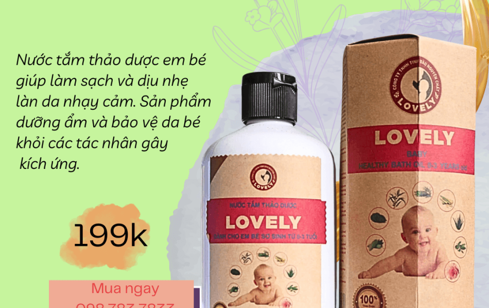 NƯỚC TẮM THẢO DƯỢC LOVELY DÀNH CHO TRẺ SƠ SINH 0 - 3 TUỔI (500ML)