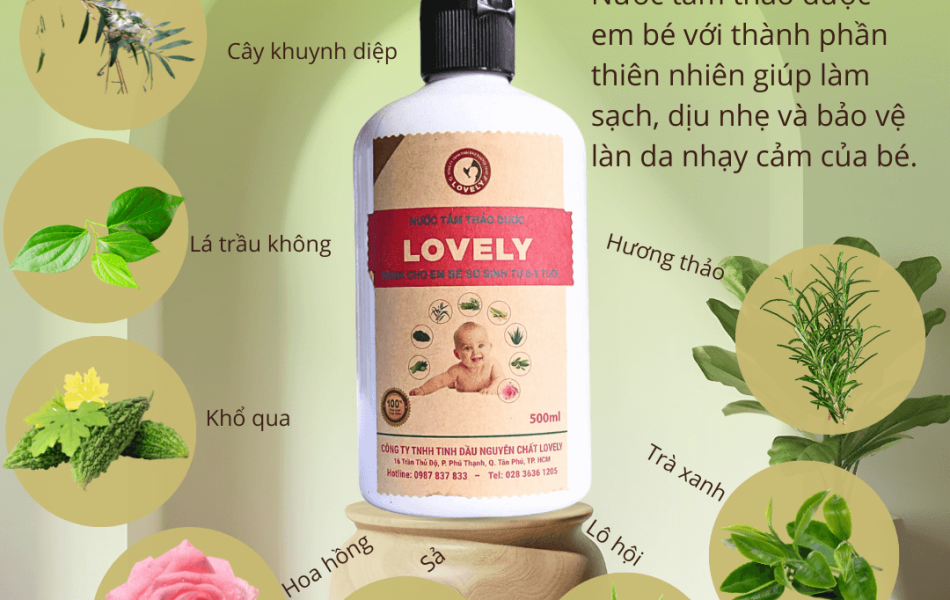 NƯỚC TẮM THẢO DƯỢC LOVELY DÀNH CHO TRẺ SƠ SINH 0 - 3 TUỔI (500ML)