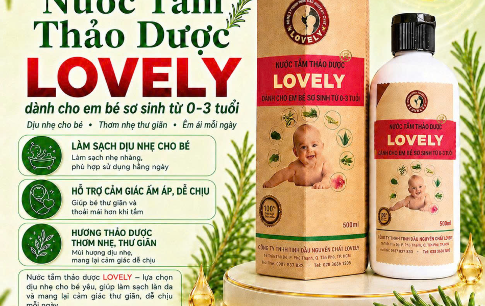 NƯỚC TẮM THẢO DƯỢC LOVELY D&Agrave;NH CHO TRẺ SƠ SINH 0 - 3 TUỔI 