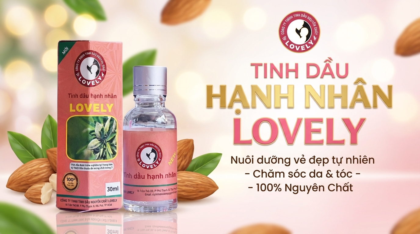 Tinh dầu hạnh nhân Lovely nguyên chất chăm sóc da và tóc
