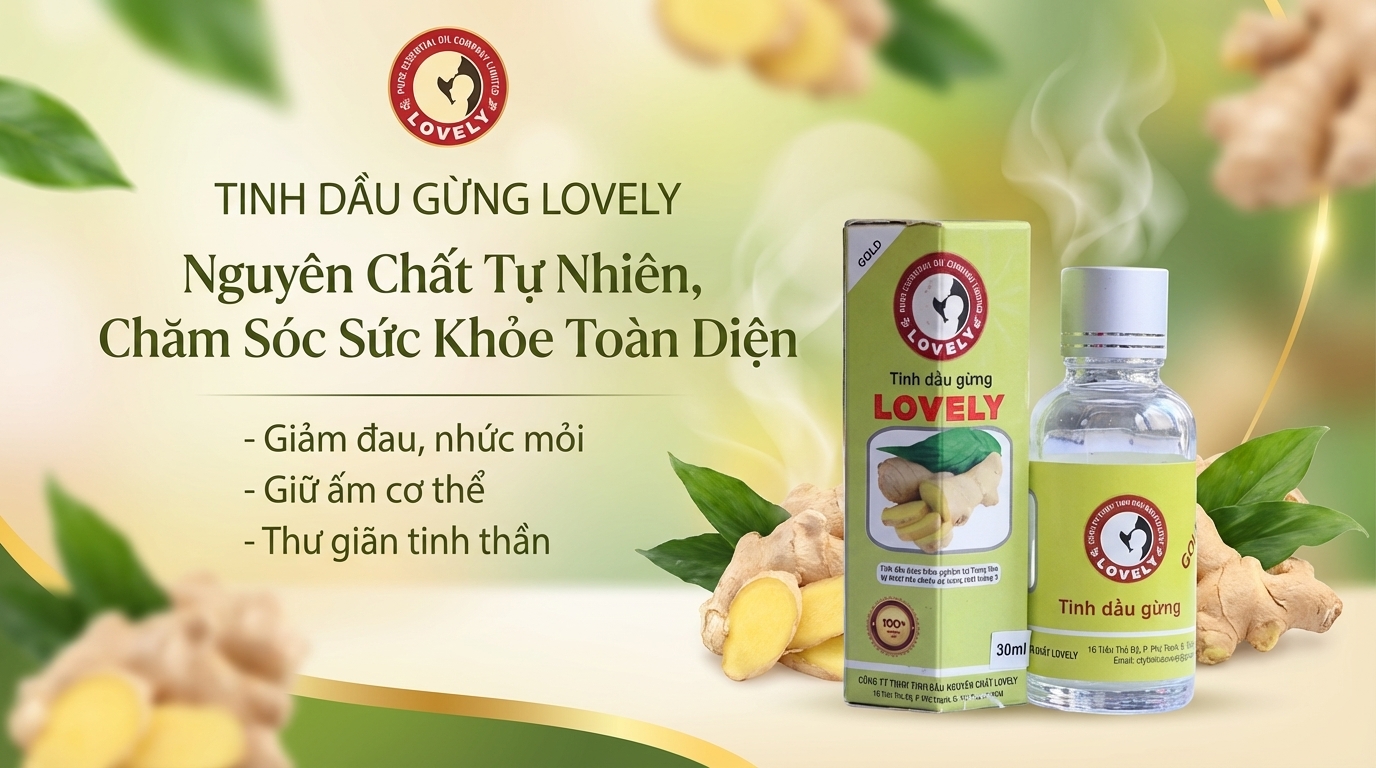 Tinh dầu gừng Lovely nguyên chất giảm mỡ và kích thích mọc tóc