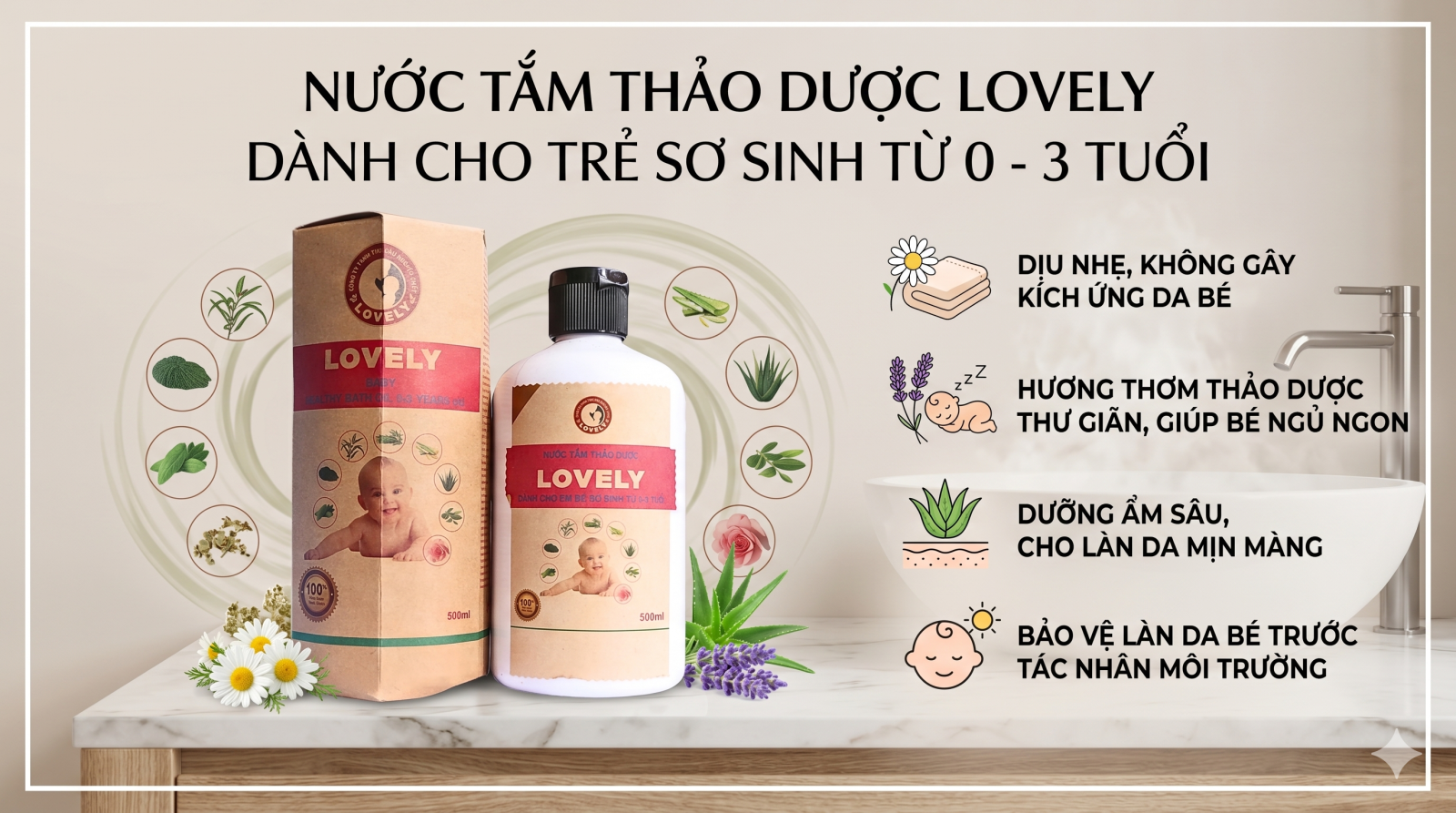 Nước tắm thảo dược Lovely