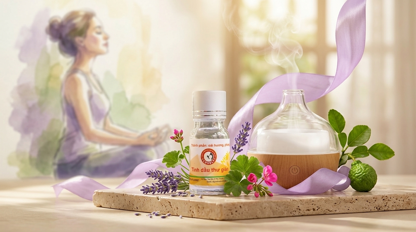 tinh dầu thư giãn Lovely nhỏ gọn tiện lợi ứng dụng hằng ngày
