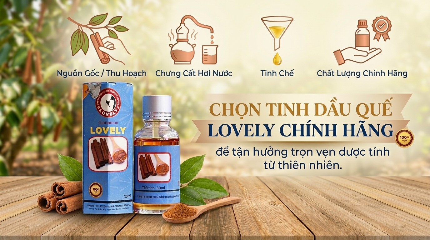 Sản phẩm tinh dầu quế Lovely chính hãng