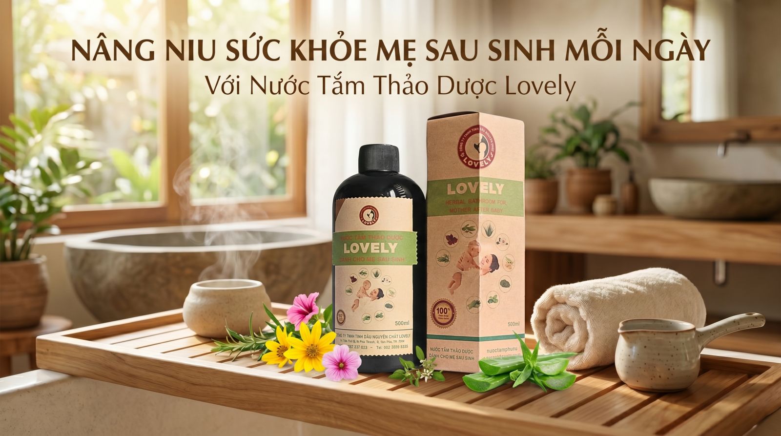 nước tắm thảo dược Lovely dành cho phụ nữ sau sinh an toàn tuyệt đối hằng ngày