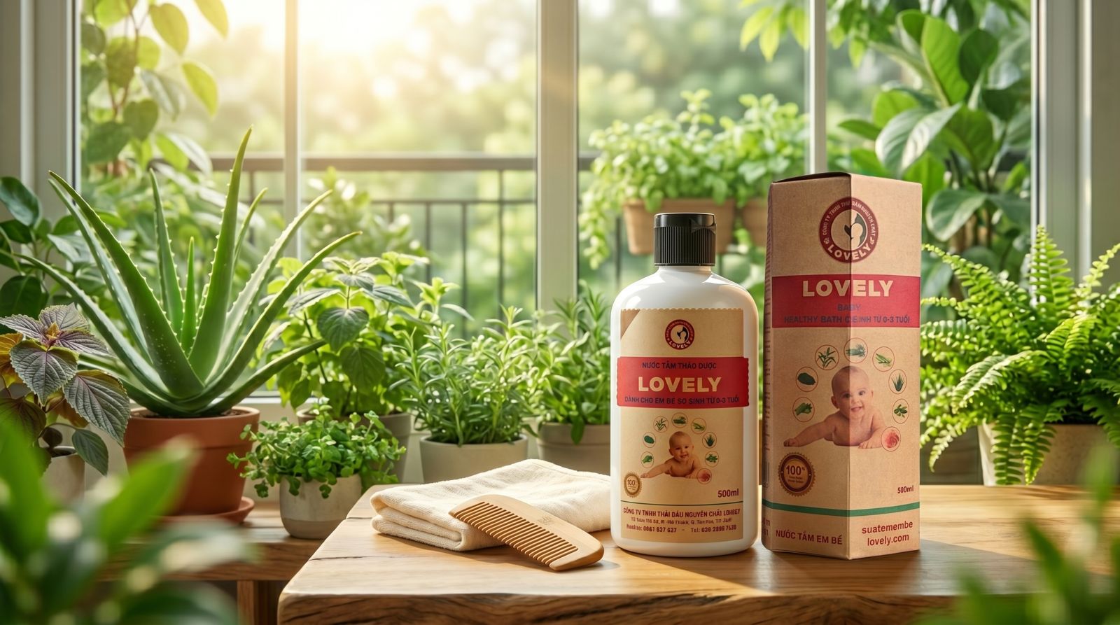 nước tắm thảo dược Lovely organic thiên nhiên bảo bọc con yêu hằng ngày