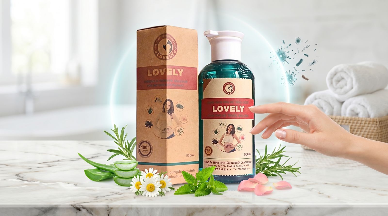 dung dịch vệ sinh thảo dược chiết xuất từ thiên nhiên lành tính và sạch thoáng