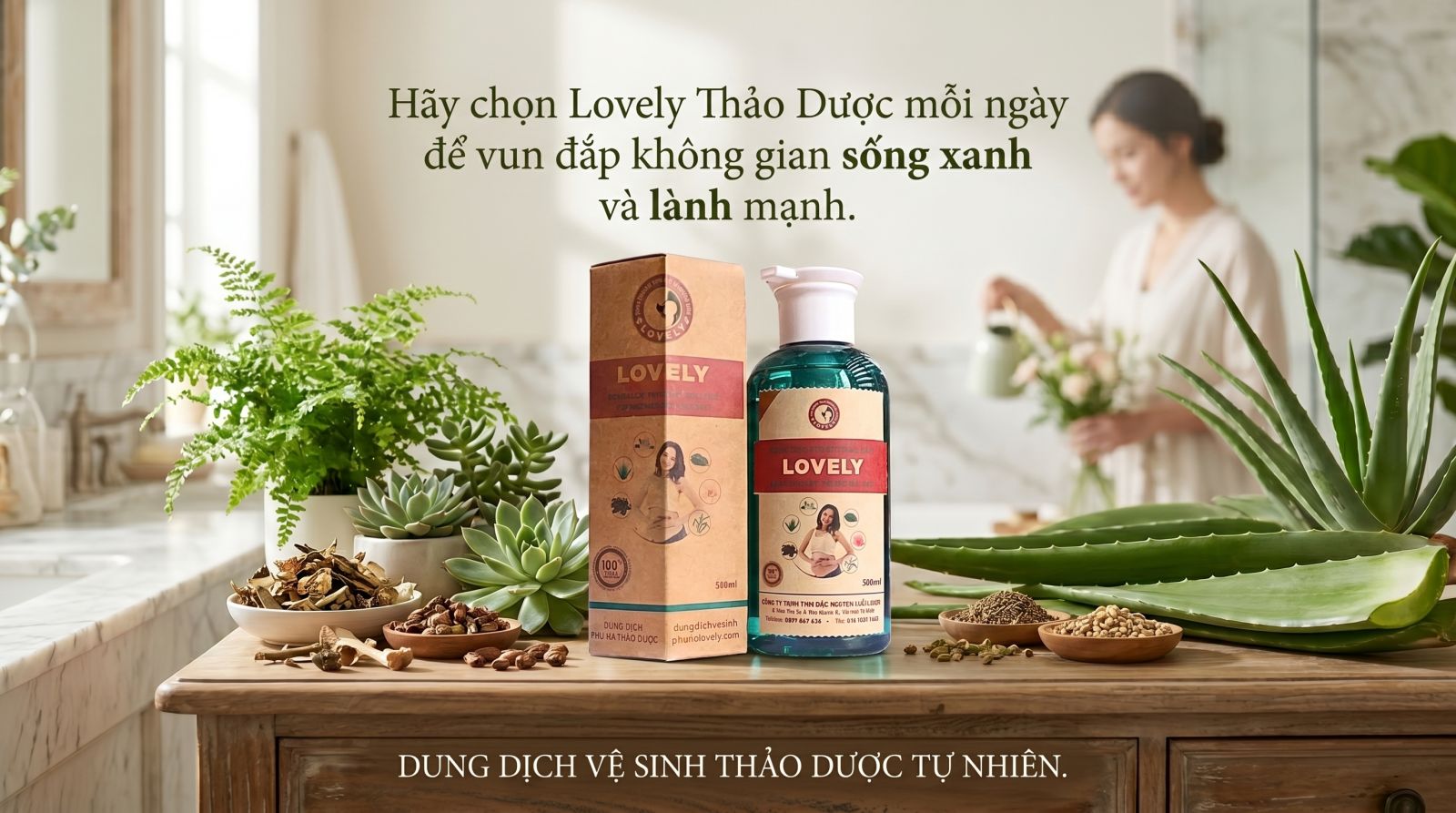 dung dịch vệ sinh thảo dược Lovely chính hãng hữu cơ bảo vệ phái đẹp hằng ngày