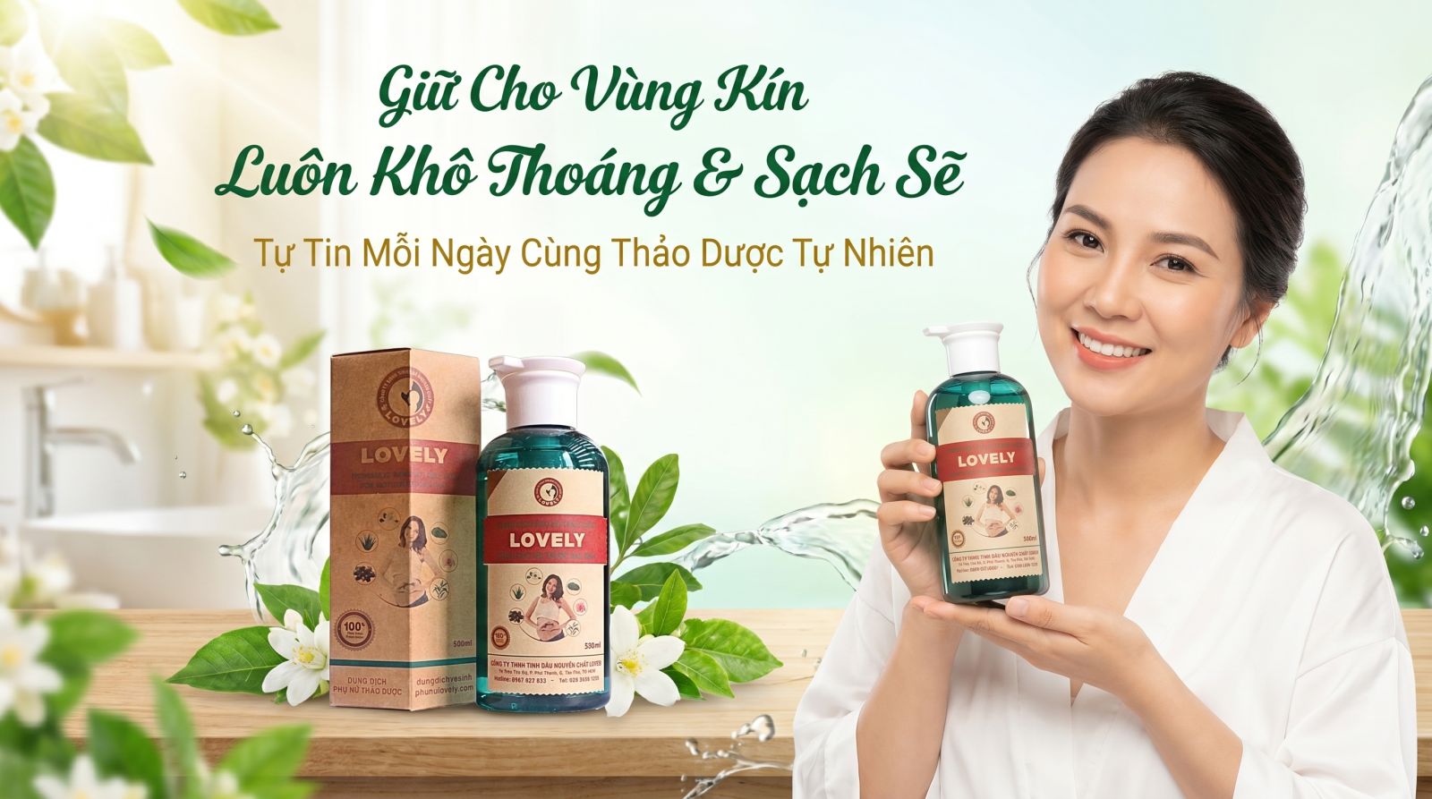 thành phần tự nhiên hữu cơ của dung dịch vệ sinh thảo dược Lovely chính hãng