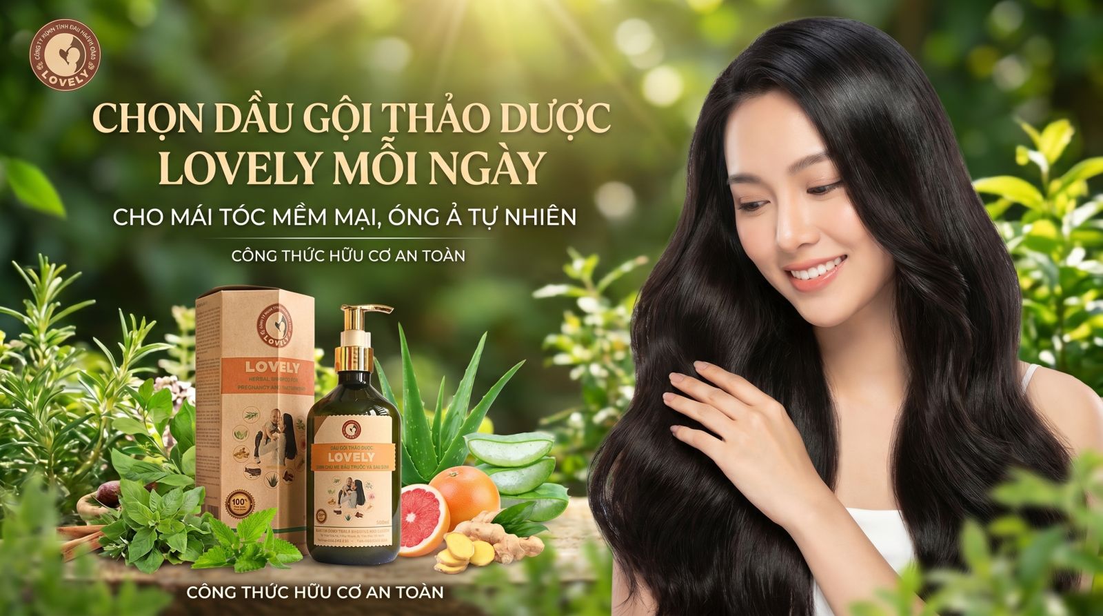 dầu gội thảo dược Lovely chính hãng cao cấp chiết xuất tự nhiên hằng ngày