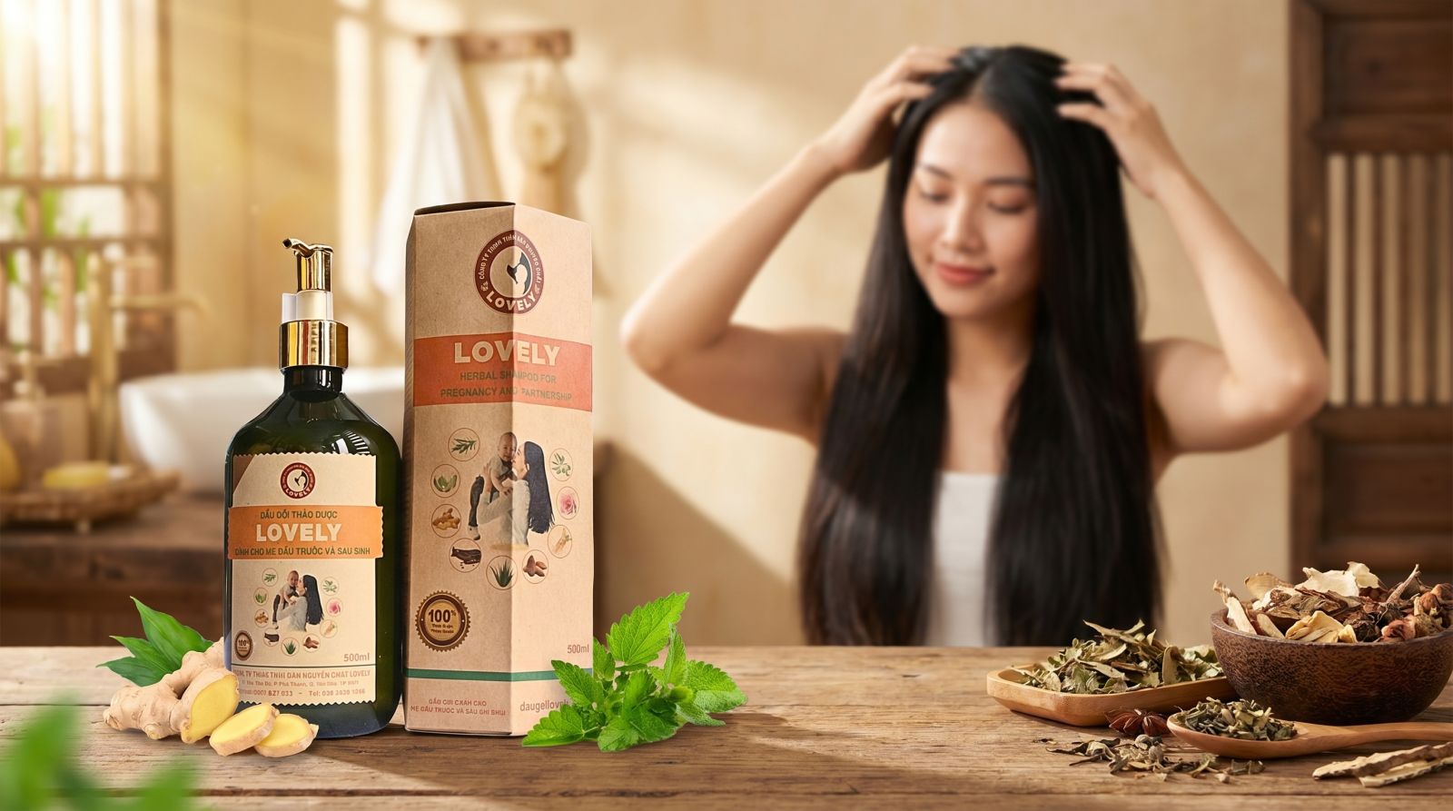 dầu gội thảo dược chiết xuất thực vật hữu cơ an toàn cho mẹ bầu hằng ngày