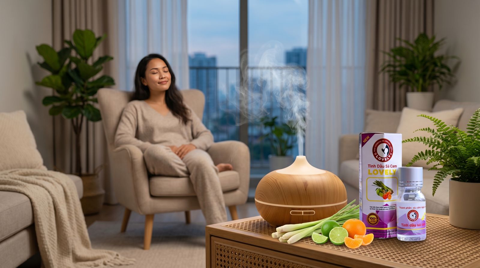 tinh dầu sả cam phối hương từ các loại thảo mộc hữu cơ nguyên chất