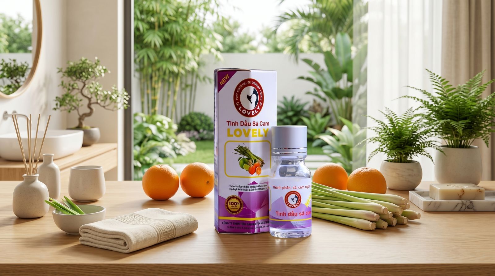 tinh dầu sả cam thương hiệu Lovely chính hãng cao cấp hằng ngày