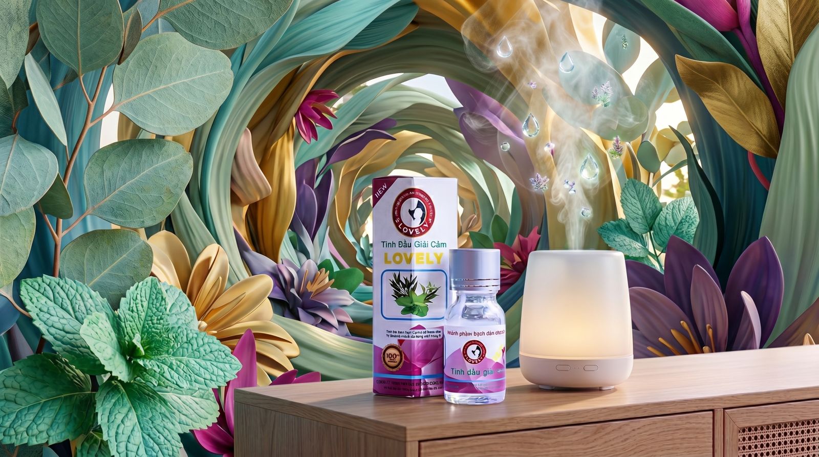 tinh dầu giải cảm chiết xuất từ thảo mộc thiên nhiên nguyên chất Lovely