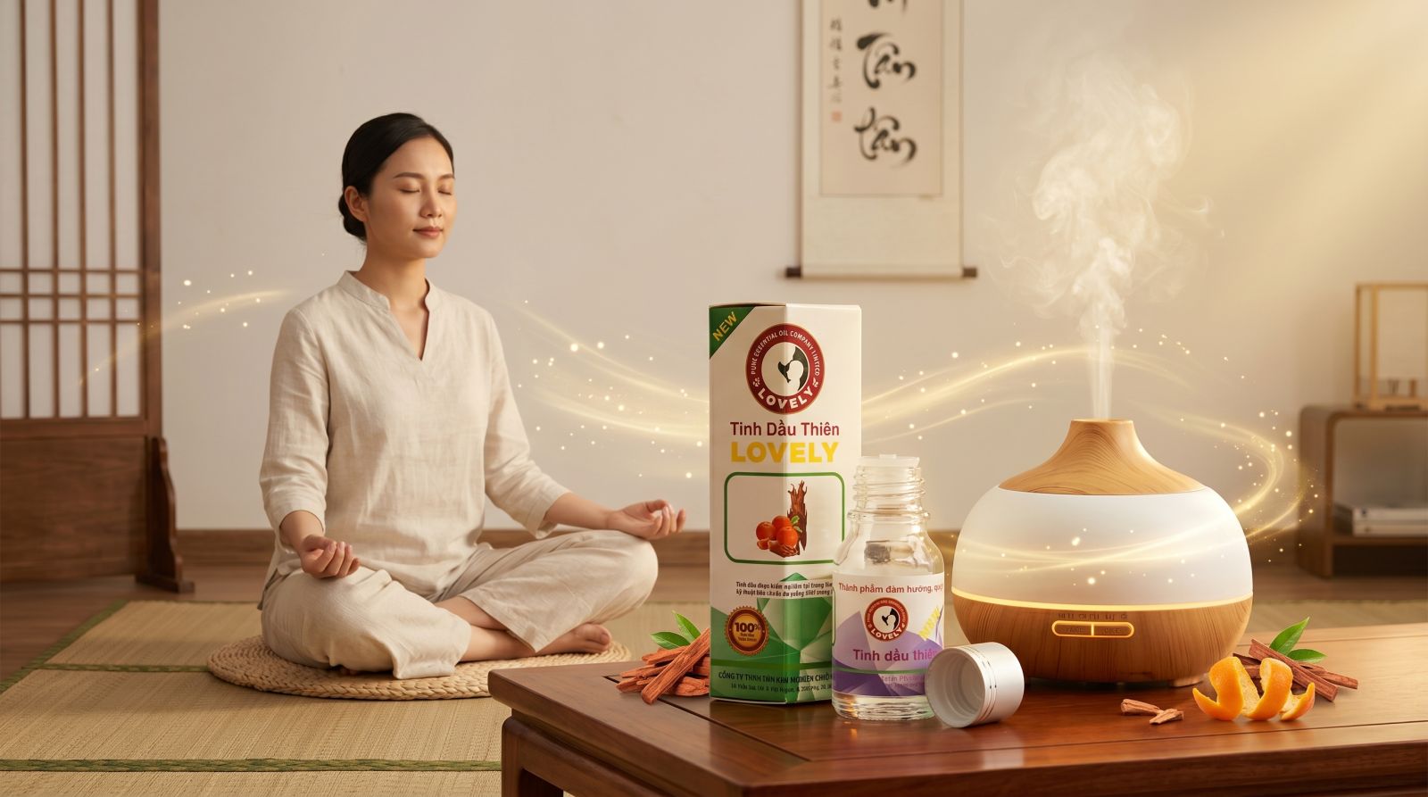 tinh dầu thiền hương thơm mộc mạc thanh tịnh cho không gian sống