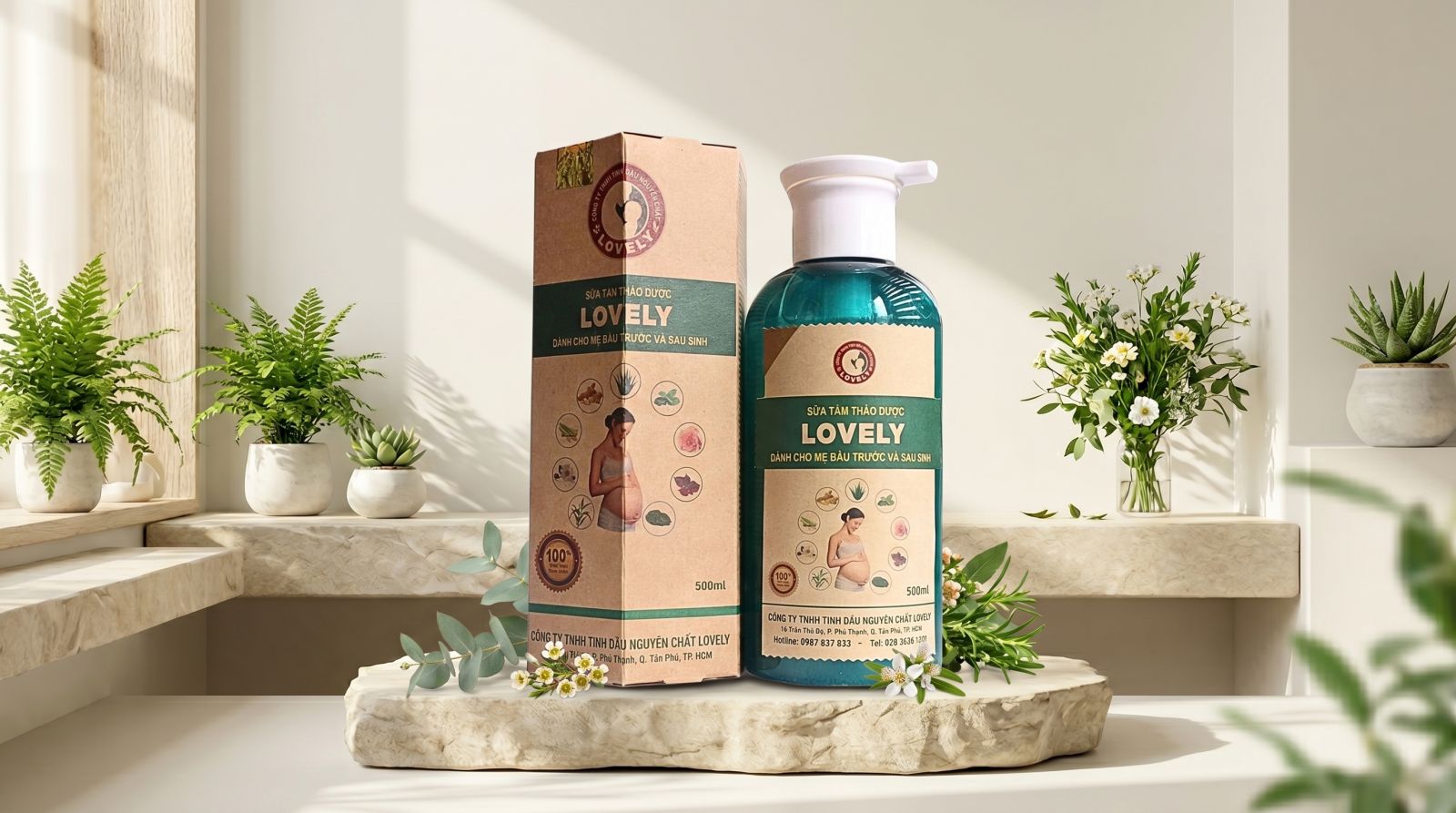 sữa tắm thảo dược Lovely organic cao cấp bảo vệ sức khỏe sản phụ hằng ngày