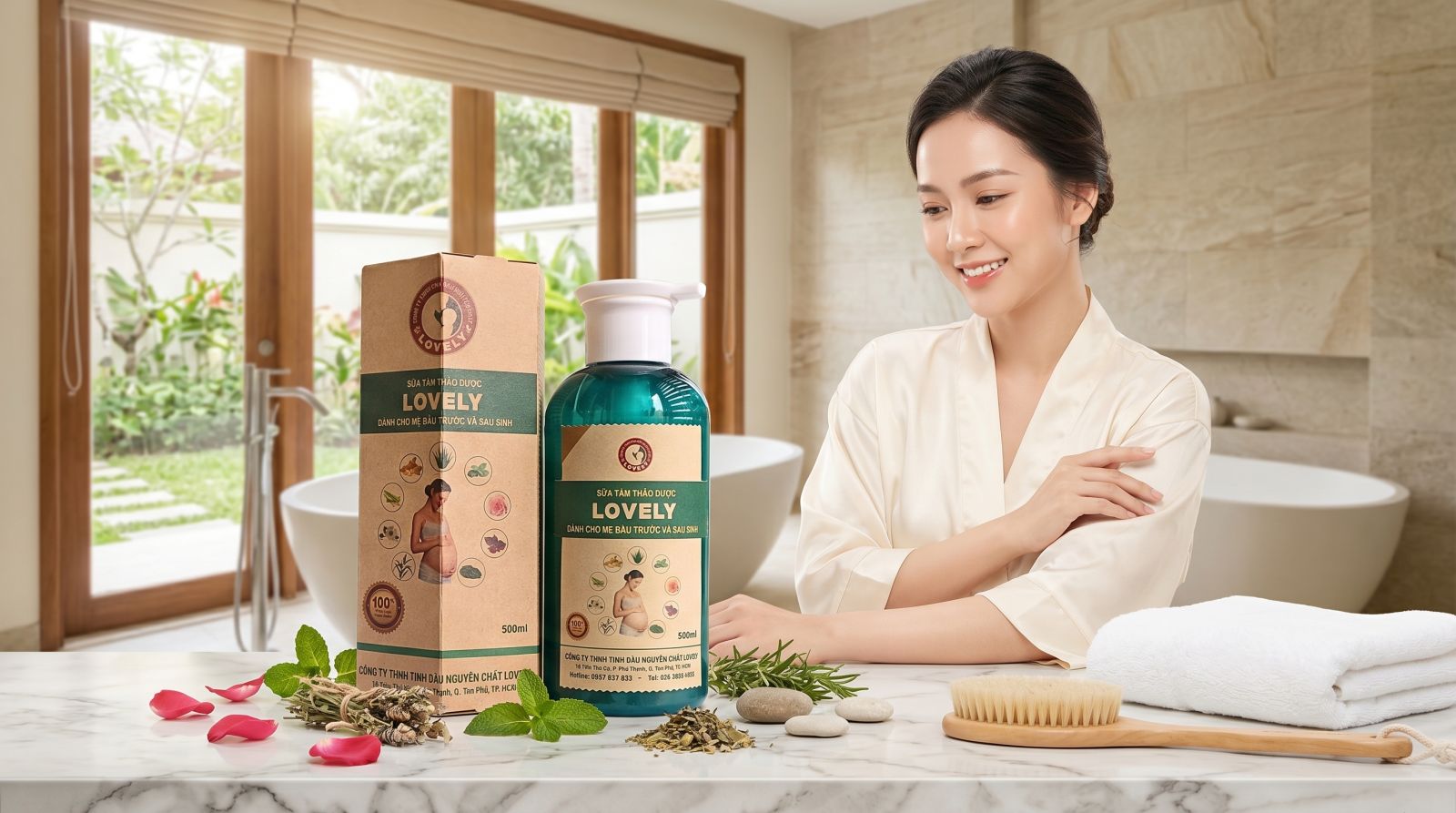 sữa tắm thảo dược hữu cơ chiết xuất từ tía tô trầu không cho mẹ bầu hằng ngày