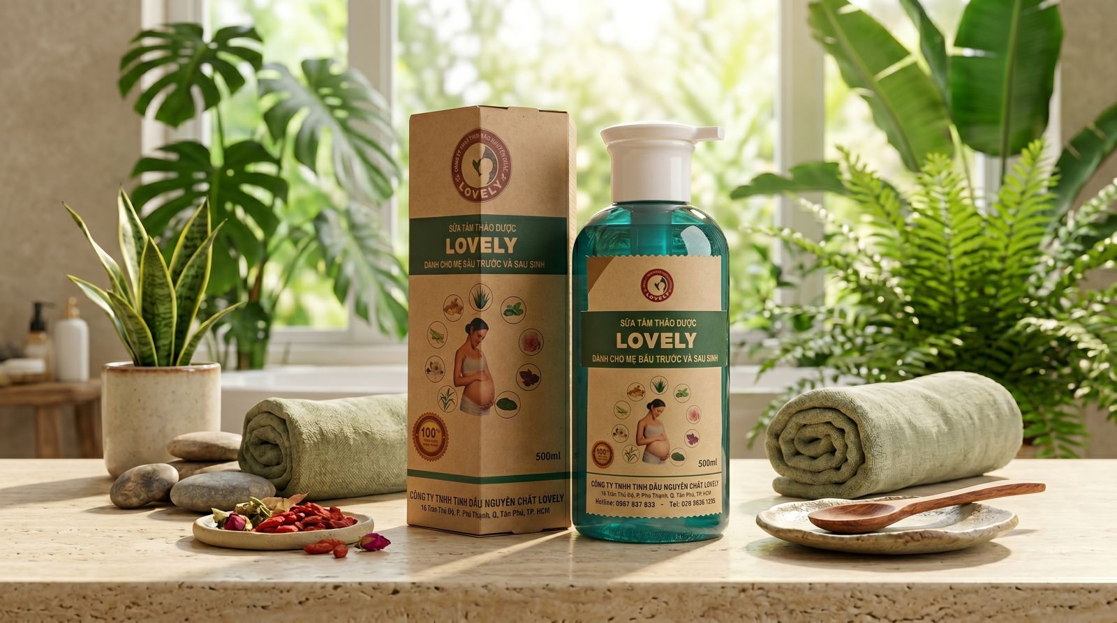 sữa tắm thảo dược Lovely mang lại cơ chế làm sạch nhẹ nhàng không kích ứng da hằng ngày
