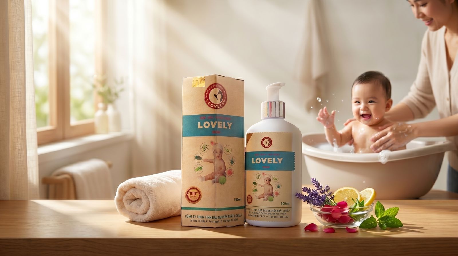 sữa tắm thảo dược thiên nhiên bảo vệ hệ thống miễn dịch mầm da bé hằng ngày