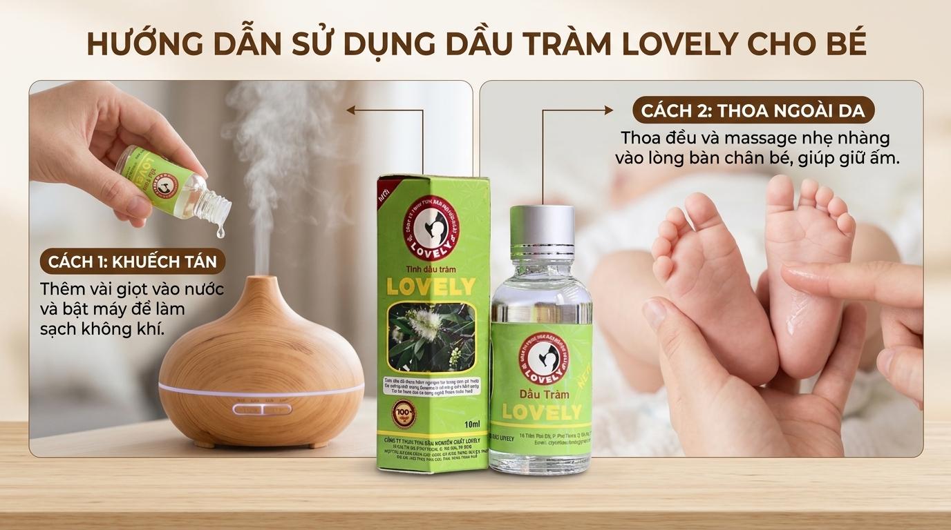Khám phá công dụng dầu tràm Lovely bảo vệ sức khỏe bé yêu
