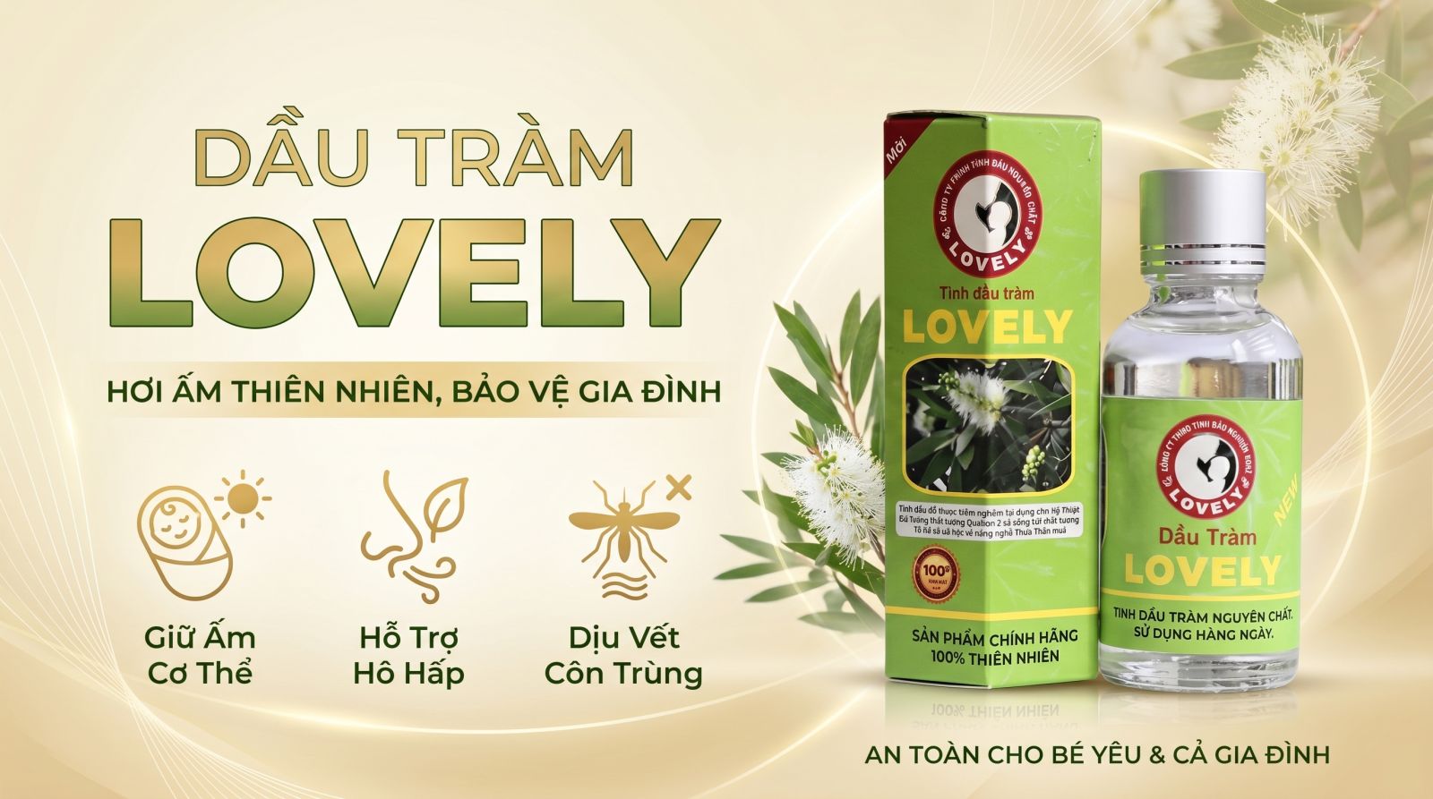 Tinh dầu tràm Lovely nguyên chất chăm sóc sức khỏe cho mẹ và bé
