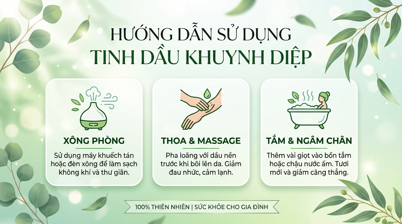 Cách sử dụng tinh dầu khuynh diệp Lovely chính hãng
