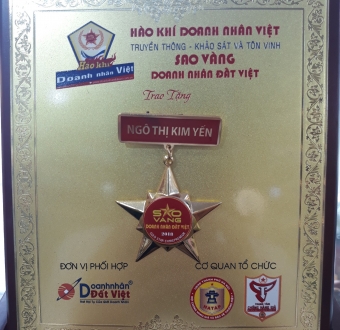 Chủ Tịch Hội Đồng Quản Trị Ngô Thị Kim Yến Nhận Được Danh Hiệu Sao Vàng Doanh Nhân Đất Việt