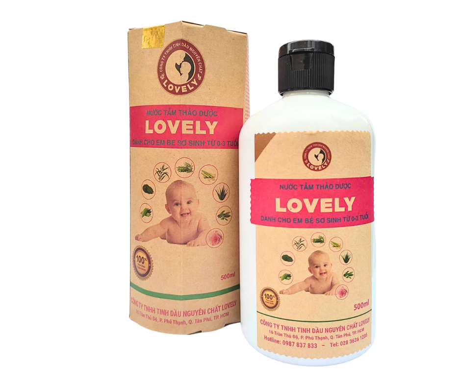 NƯỚC TẮM THẢO DƯỢC LOVELY DÀNH CHO TRẺ SƠ SINH 0 - 3 TUỔI 500ML